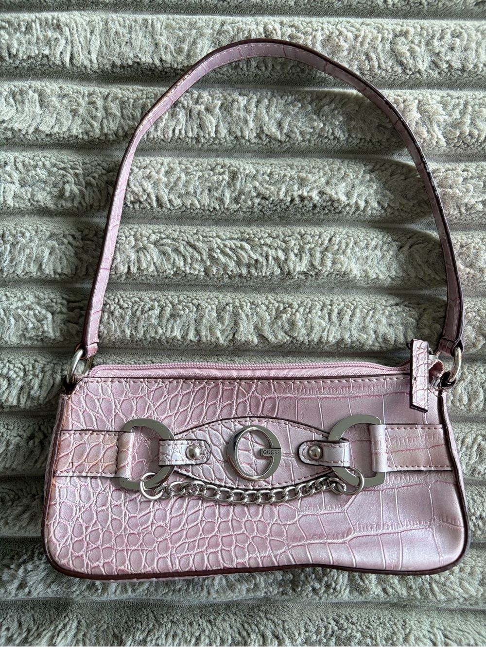 Guess Vintage Y2K Mini Hand Bag Purple Silver Hardware